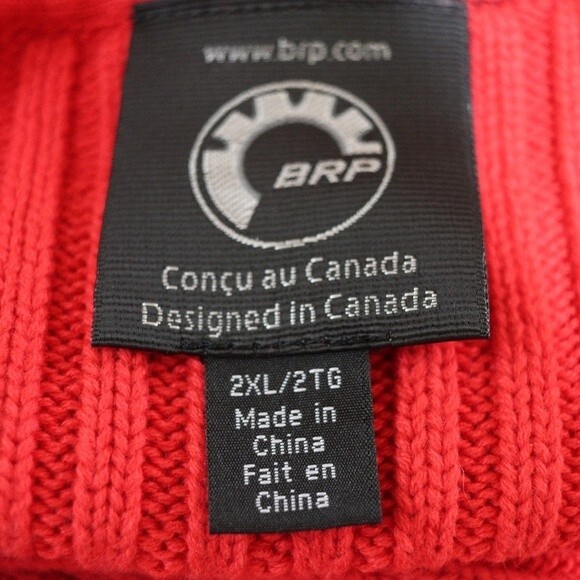 BRP Ski Doo Red & Gray Striped Long Sleeve Ribbed Pullover Sweater 2XL - Picture 8 of 11